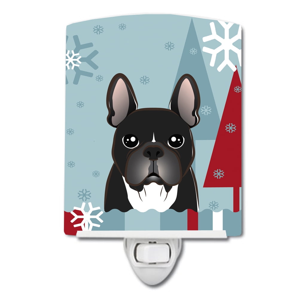 Winter Holiday French Bulldog Ceramic Night Light