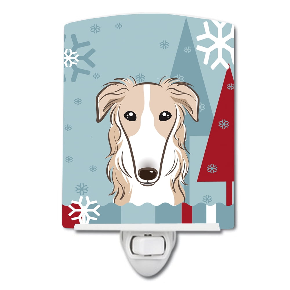 BB1724CNL Winter Holiday Borzoi Ceramic Night Light