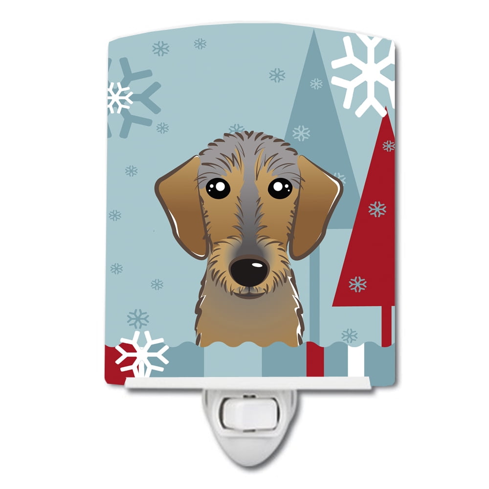 BB1729CNL Winter Holiday Wirehaired Dachshund Ceramic Night Light
