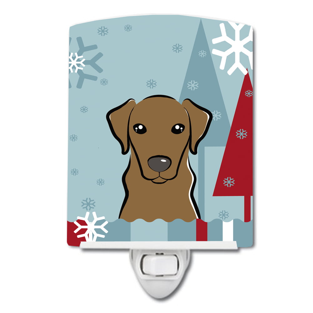 BB1730CNL Winter Holiday Chocolate Labrador Ceramic Night Light