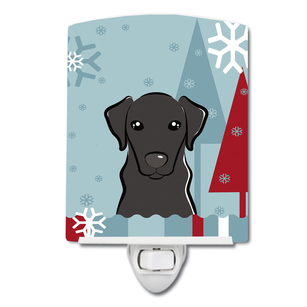Winter Holiday Black Labrador Ceramic Night Light