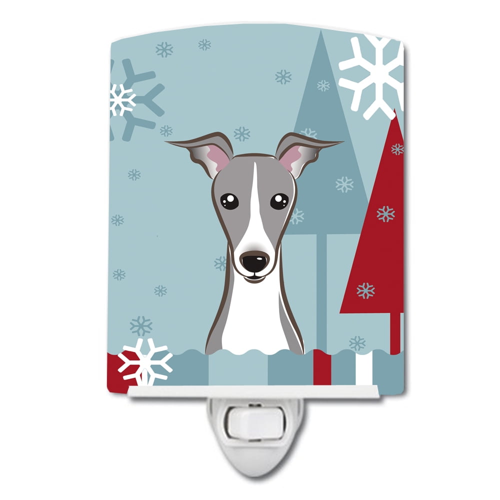 Winter Holiday Italian Greyhound Ceramic Night Light
