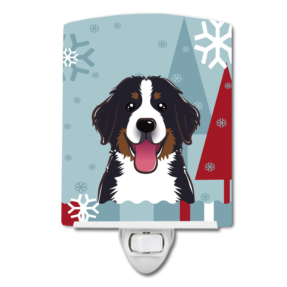 Winter Holiday Bernese Mountain Dog Ceramic Night Light