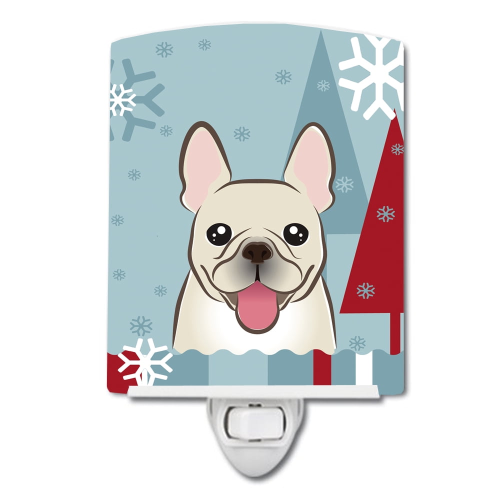 Winter Holiday French Bulldog Ceramic Night Light