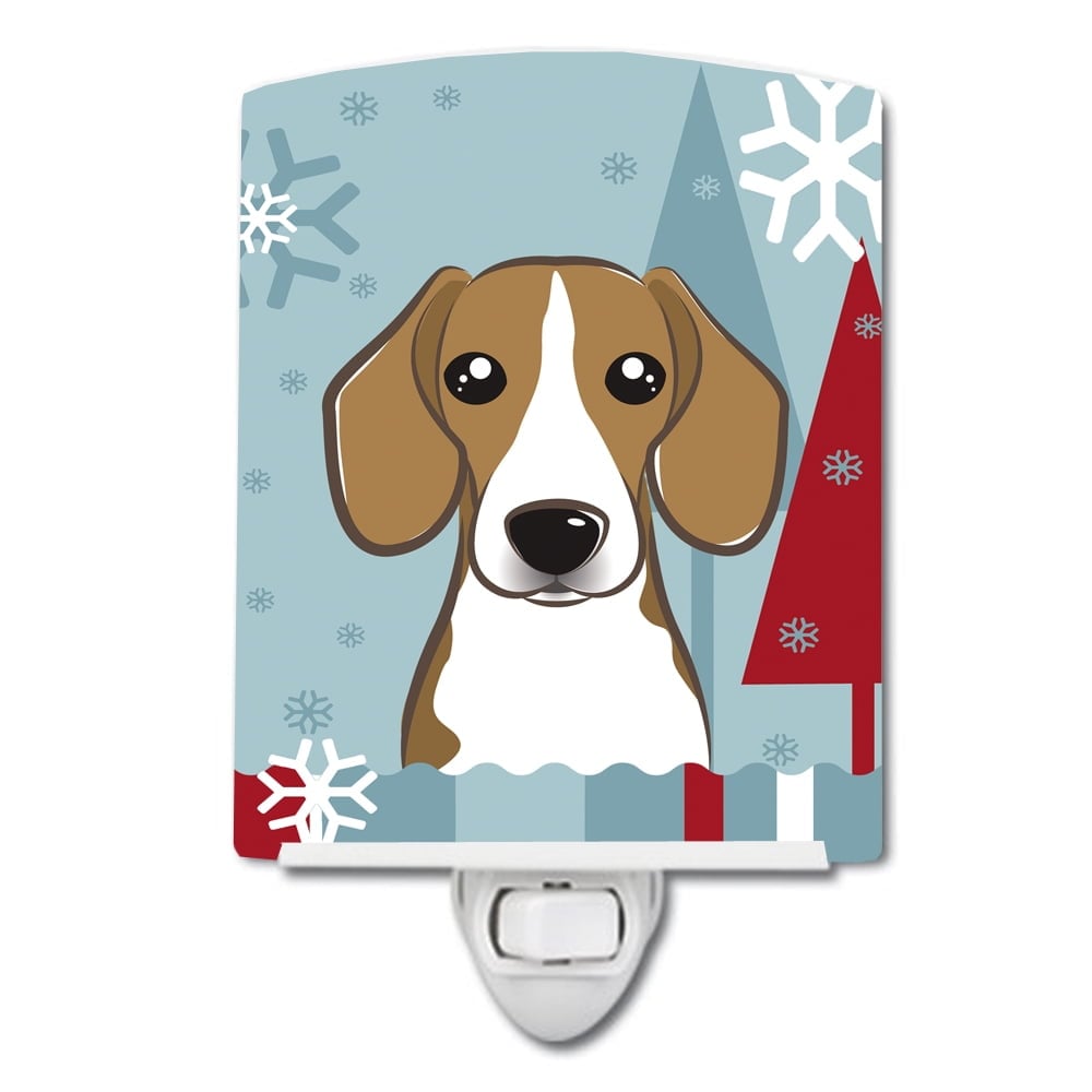 Winter Holiday Beagle Ceramic Night Light