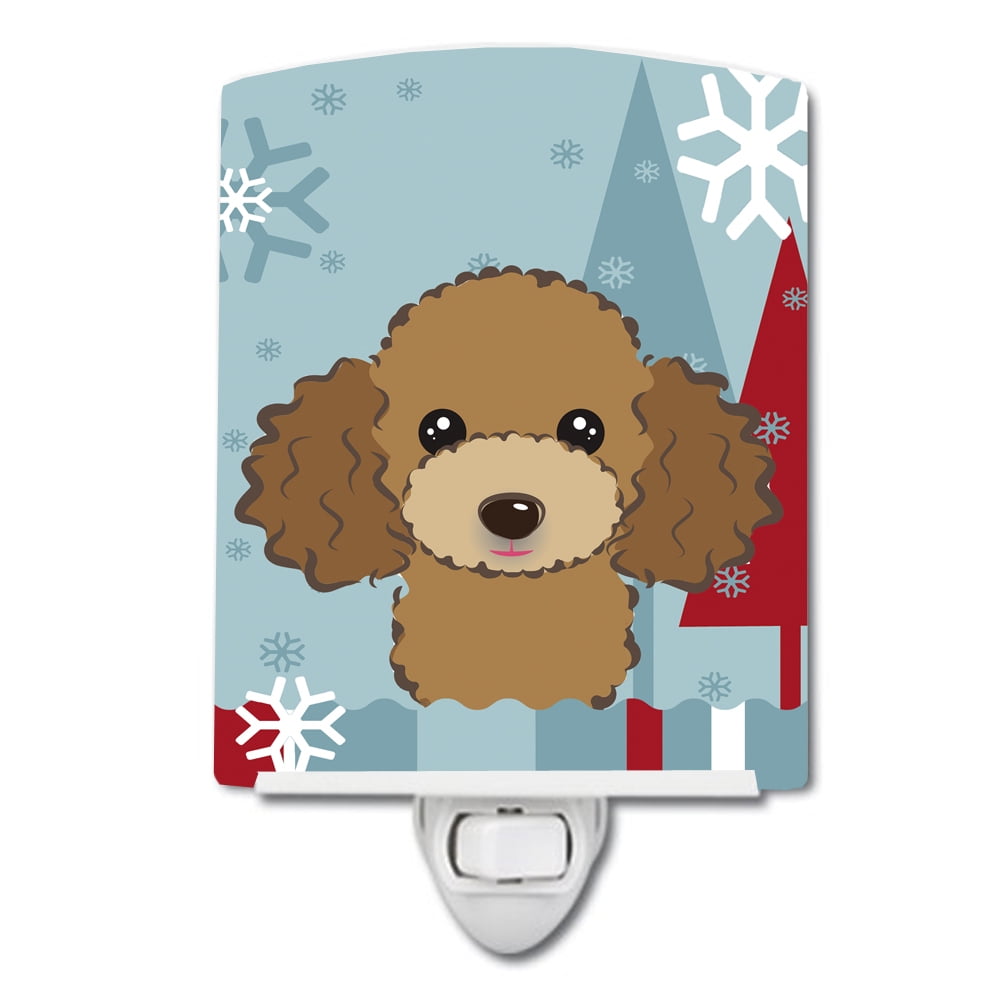 Winter Holiday Chocolate & Brown Poodle Ceramic Night Light