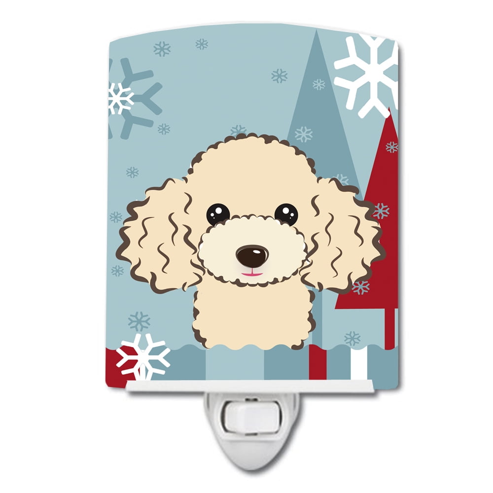 Winter Holiday Buff Poodle Ceramic Night Light