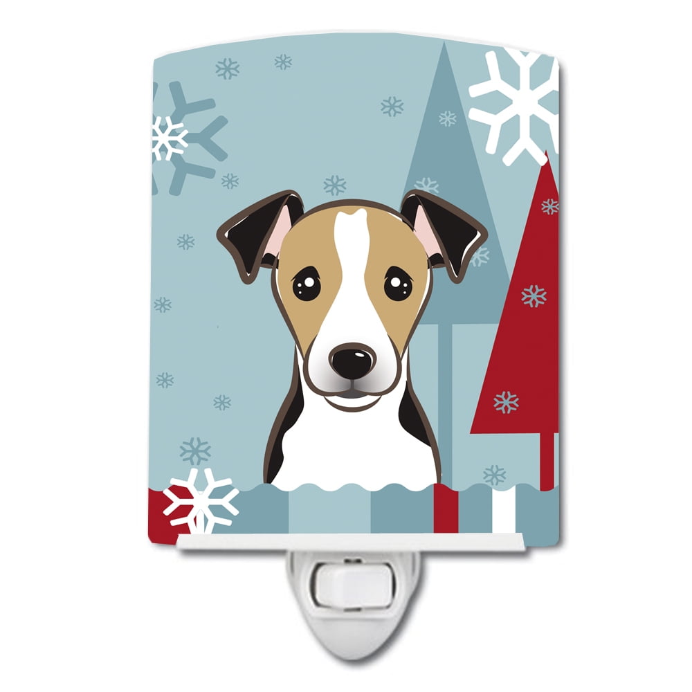 Winter Holiday Jack Russell Terrier Ceramic Night Light