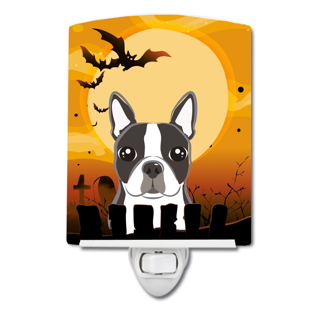 Halloween Boston Terrier Ceramic Night Light
