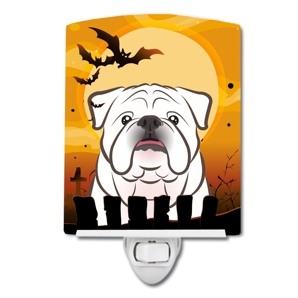 Halloween White English Bulldog Ceramic Night Light