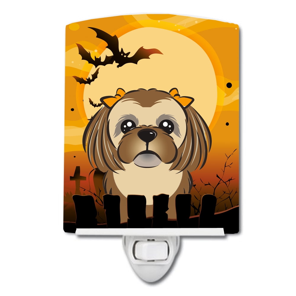 Halloween Chocolate & Brown Shih Tzu Ceramic Night Light