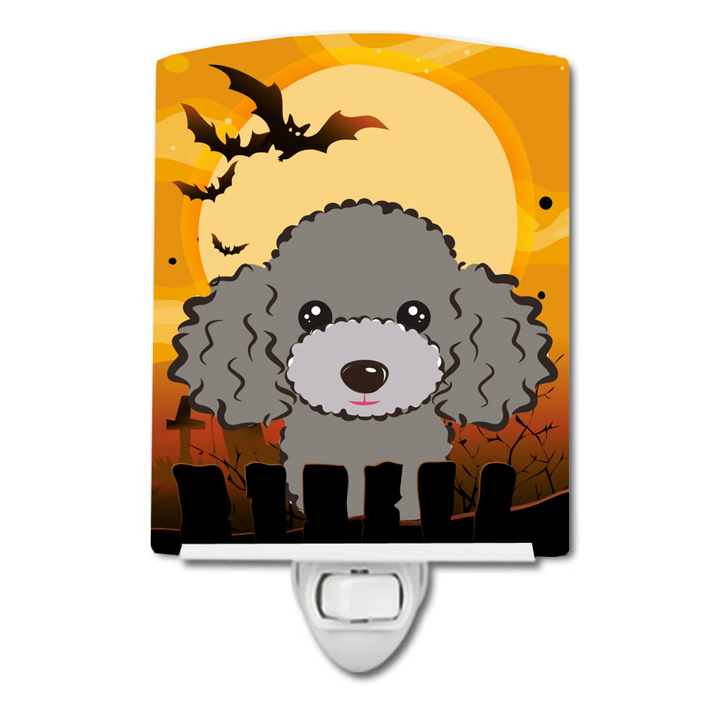 BB1817CNL Halloween Silver Gray Poodle Ceramic Night Light