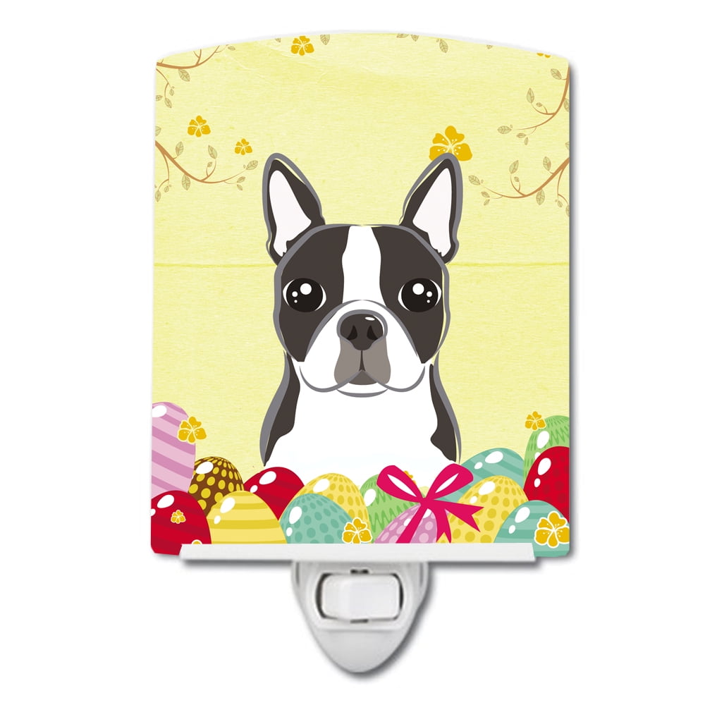 BB1885CNL Boston Terrier Easter Egg Hunt Ceramic Night Light
