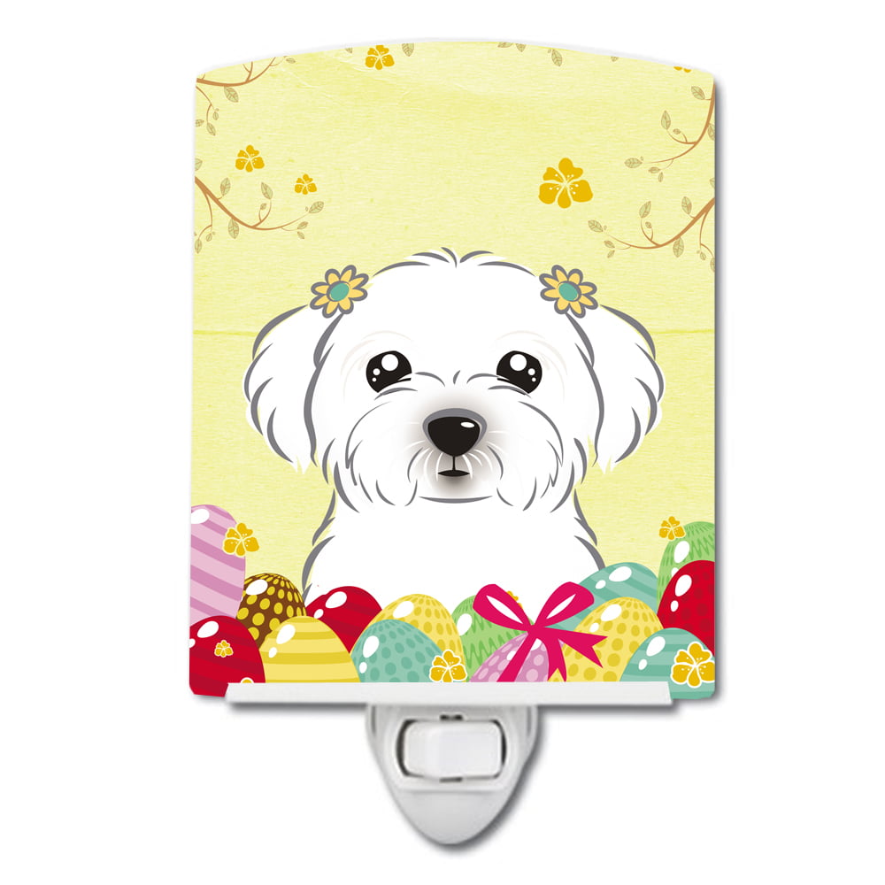 BB1890CNL Maltese Easter Egg Hunt Ceramic Night Light