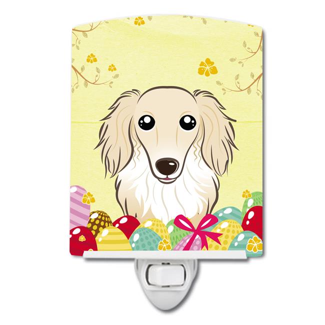 Longhair Creme Dachshund Easter Egg Hunt Ceramic Night Light
