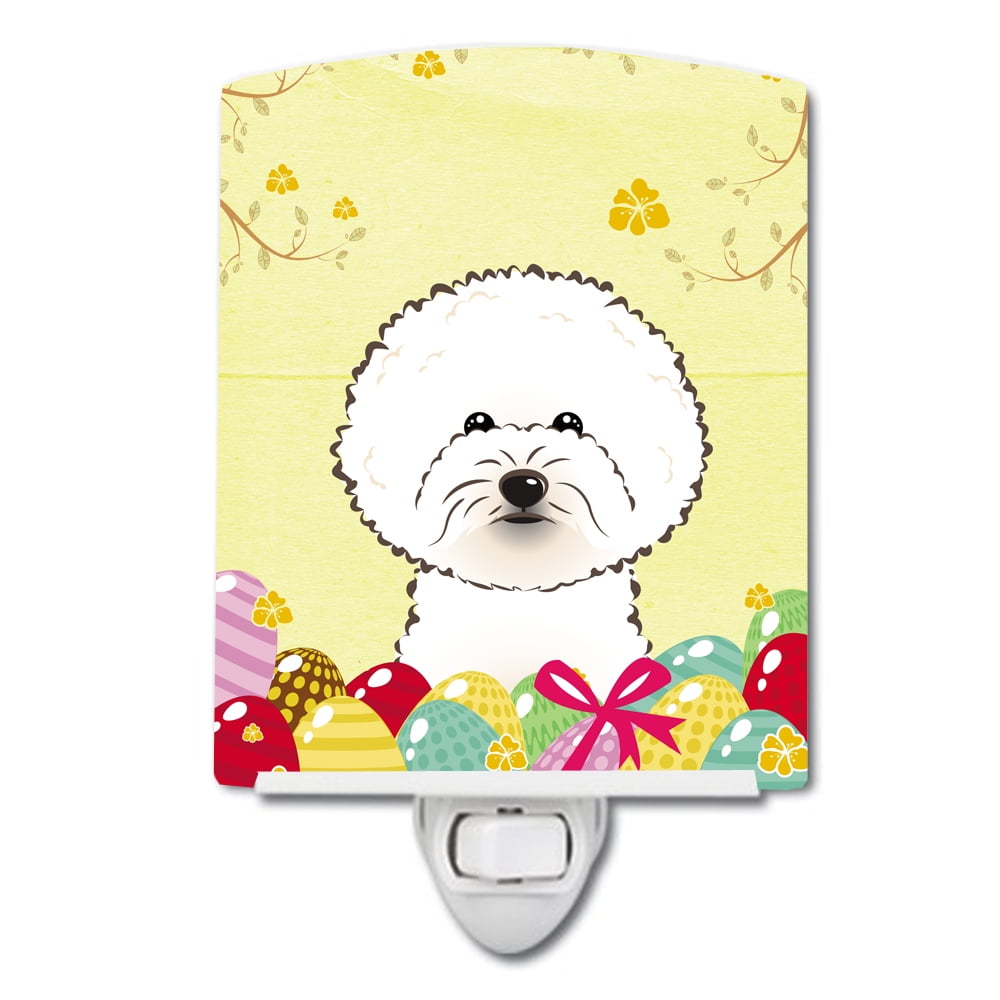 BB1899CNL Bichon Frise Easter Egg Hunt Ceramic Night Light
