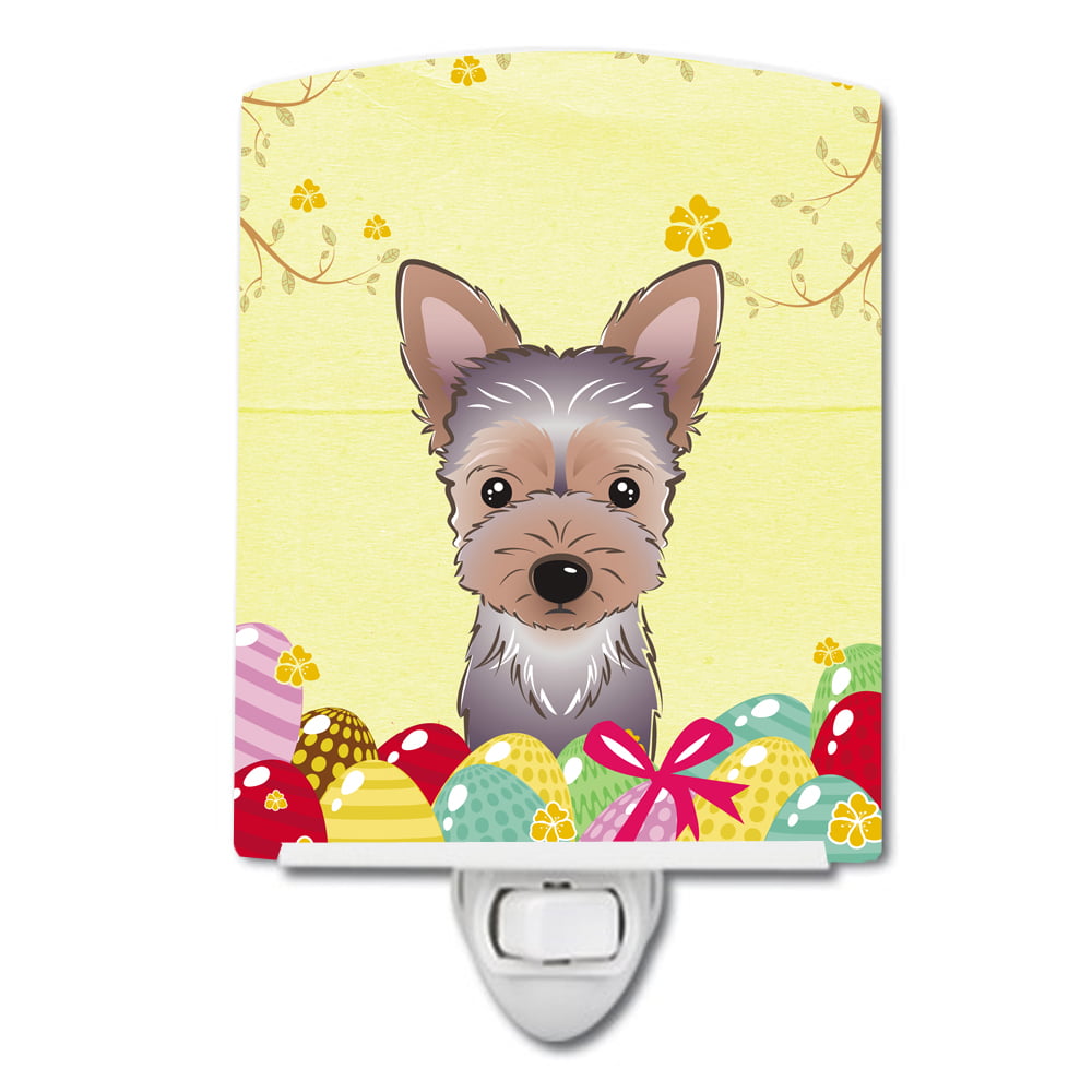 Yorkie Puppy Easter Egg Hunt Ceramic Night Light