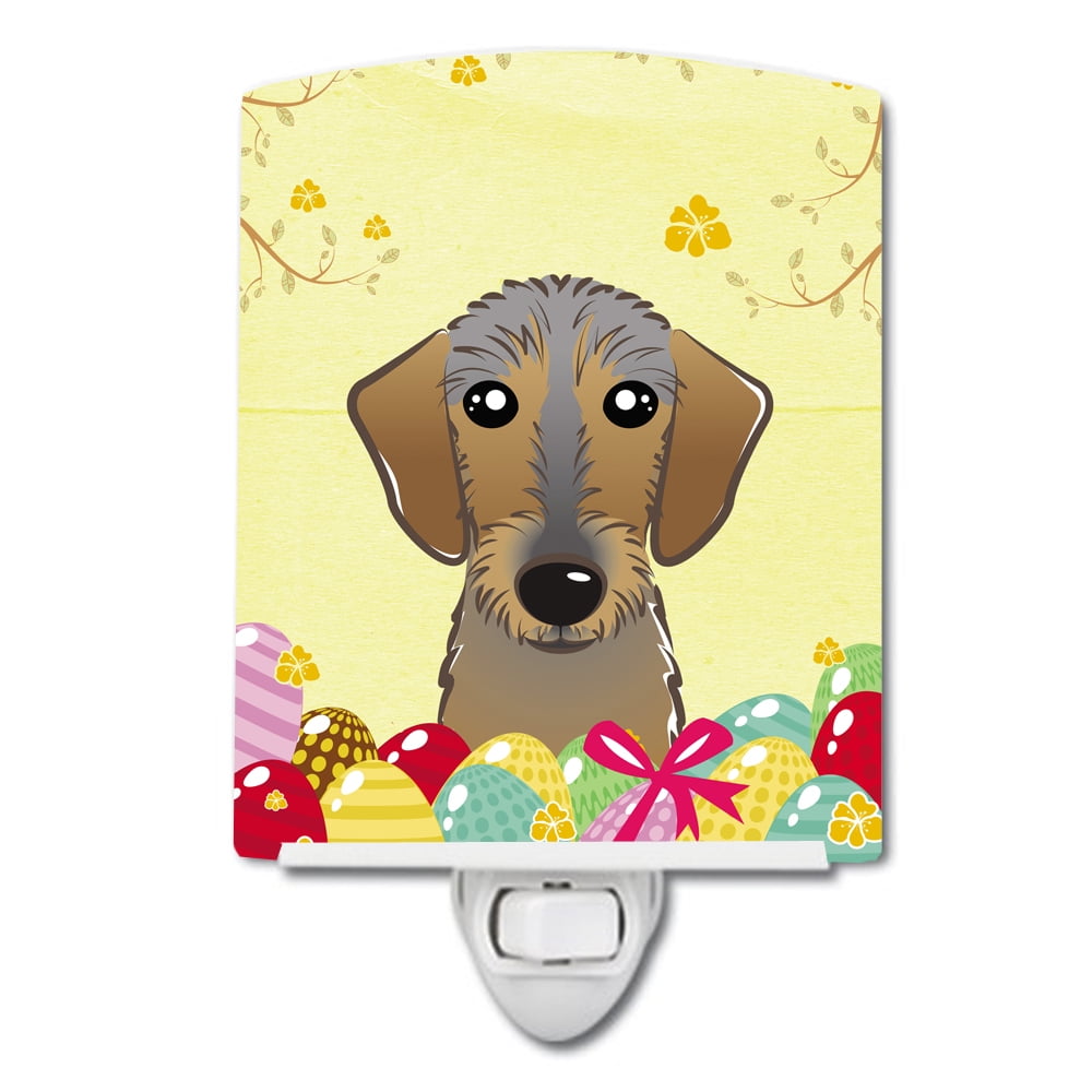 BB1915CNL Wirehaired Dachshund Easter Egg Hunt Ceramic Night Light