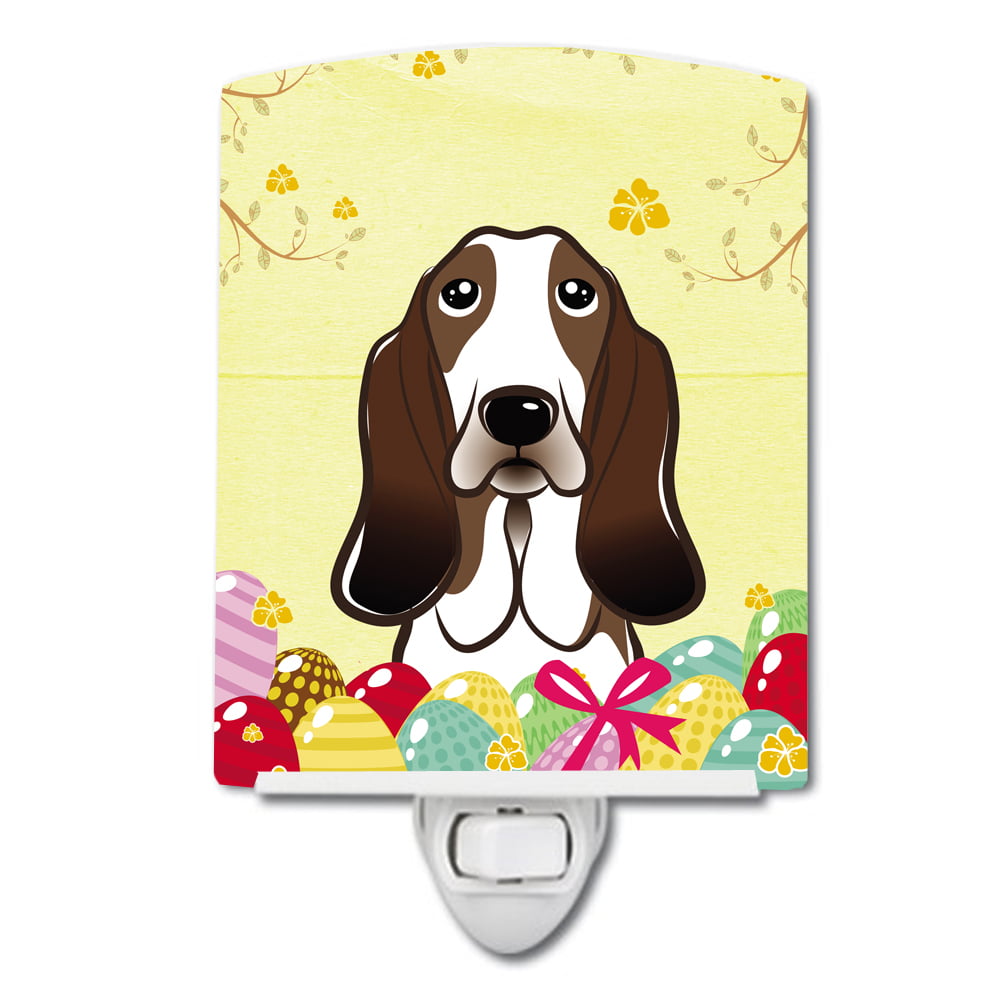 BB1925CNL Basset Hound Easter Egg Hunt Ceramic Night Light