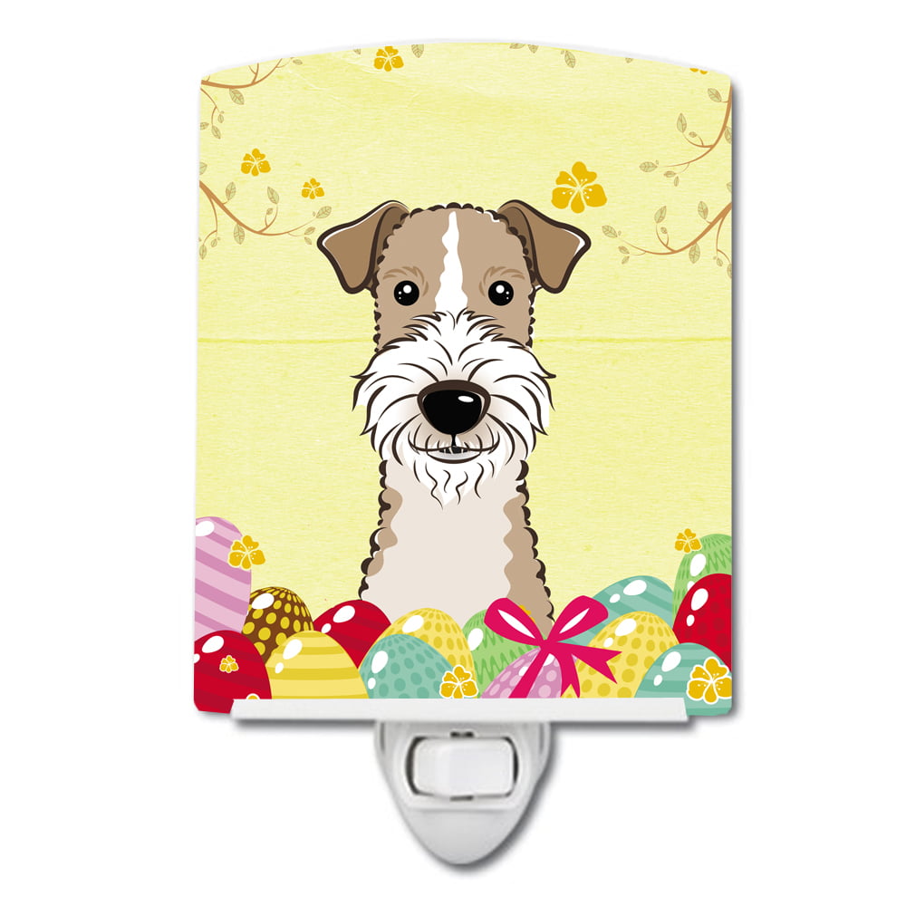 BB1929CNL Wire Haired Fox Terrier Easter Egg Hunt Ceramic Night Light