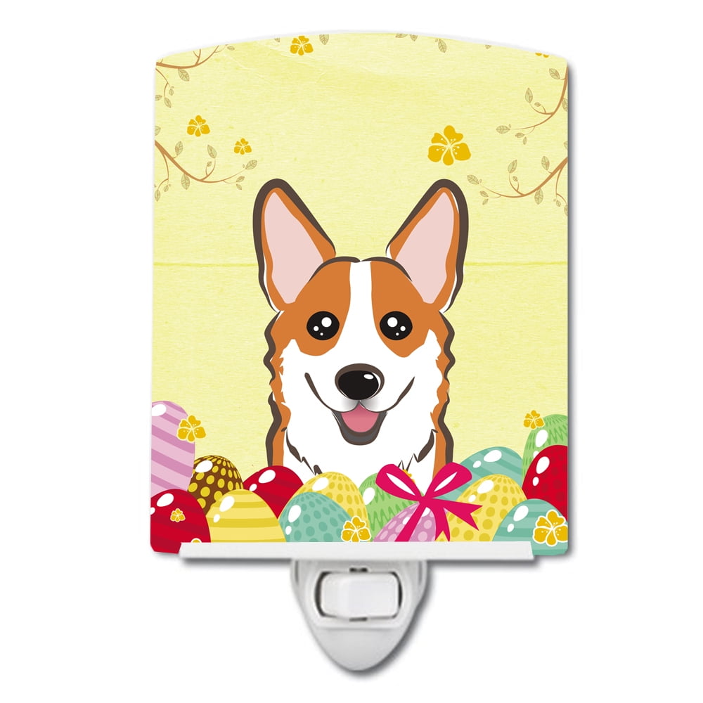 BB1936CNL Red Corgi Easter Egg Hunt Ceramic Night Light