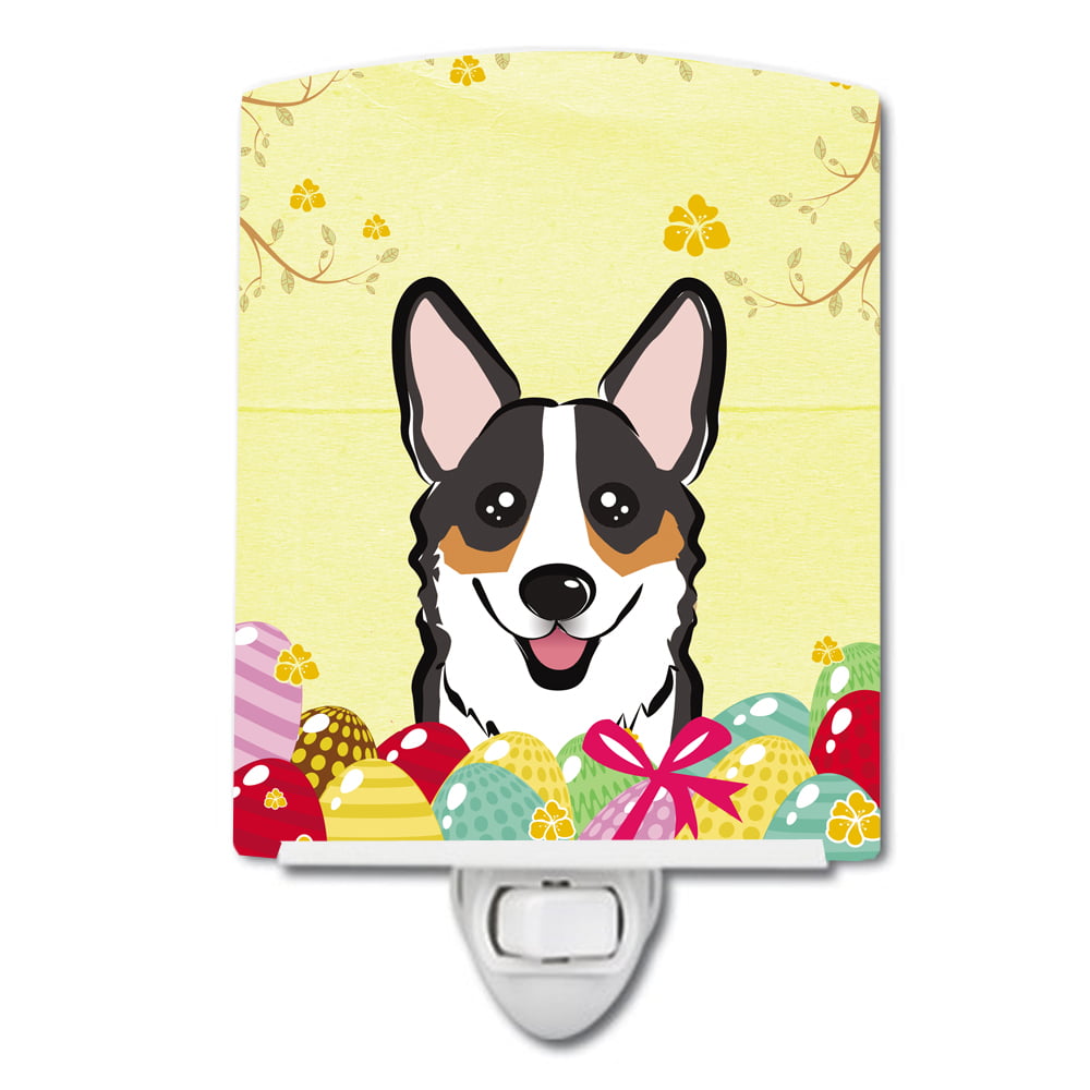 BB1937CNL Tricolor Corgi Easter Egg Hunt Ceramic Night Light