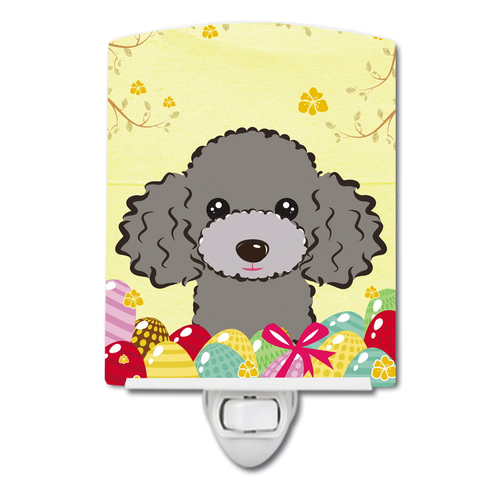 BB1941CNL Silver Gray Poodle Easter Egg Hunt Ceramic Night Light