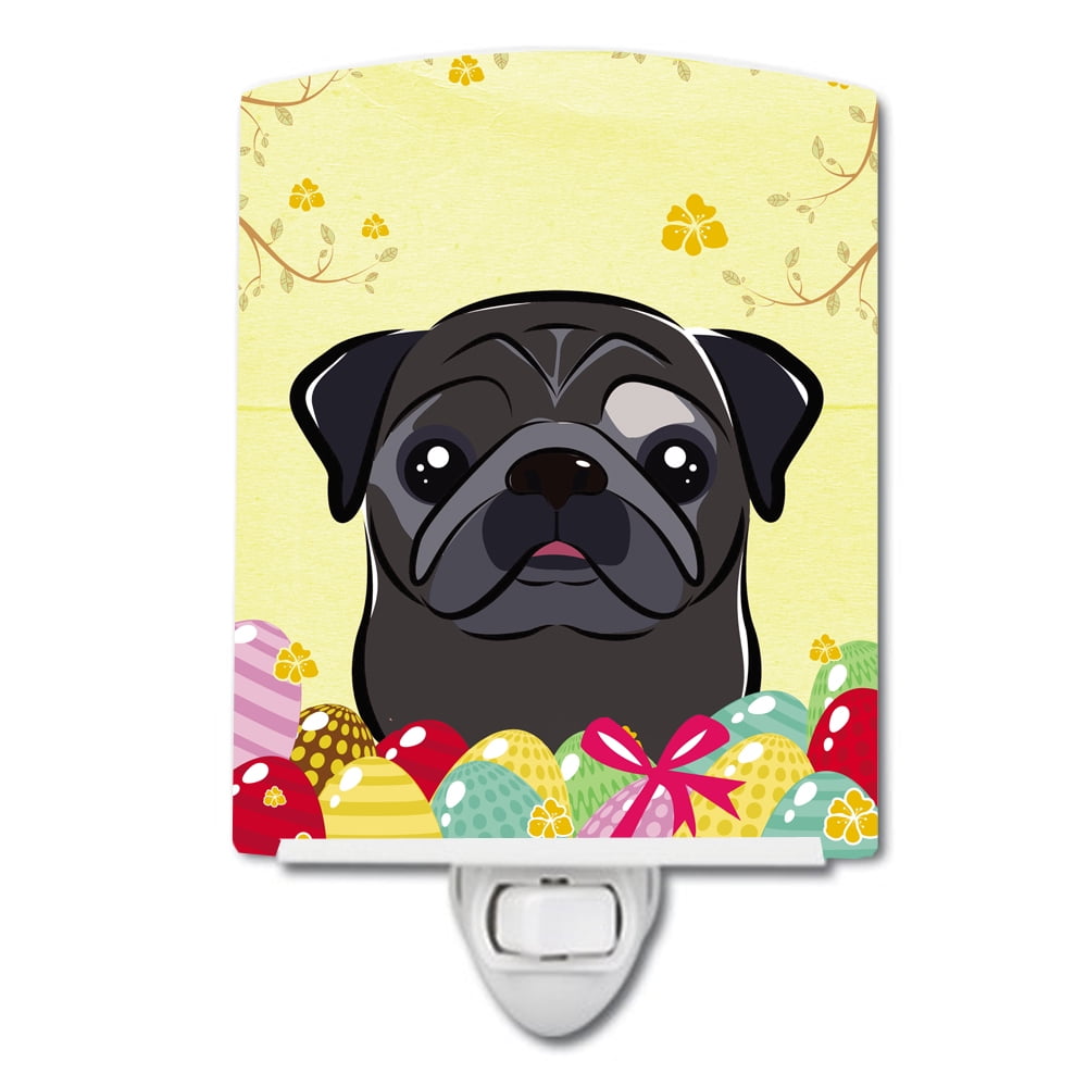 BB1945CNL Black Pug Easter Egg Hunt Ceramic Night Light