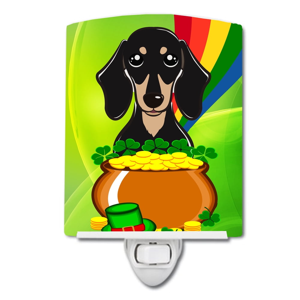 Smooth Black & Tan Dachshund St. Patricks Day Ceramic Night Light