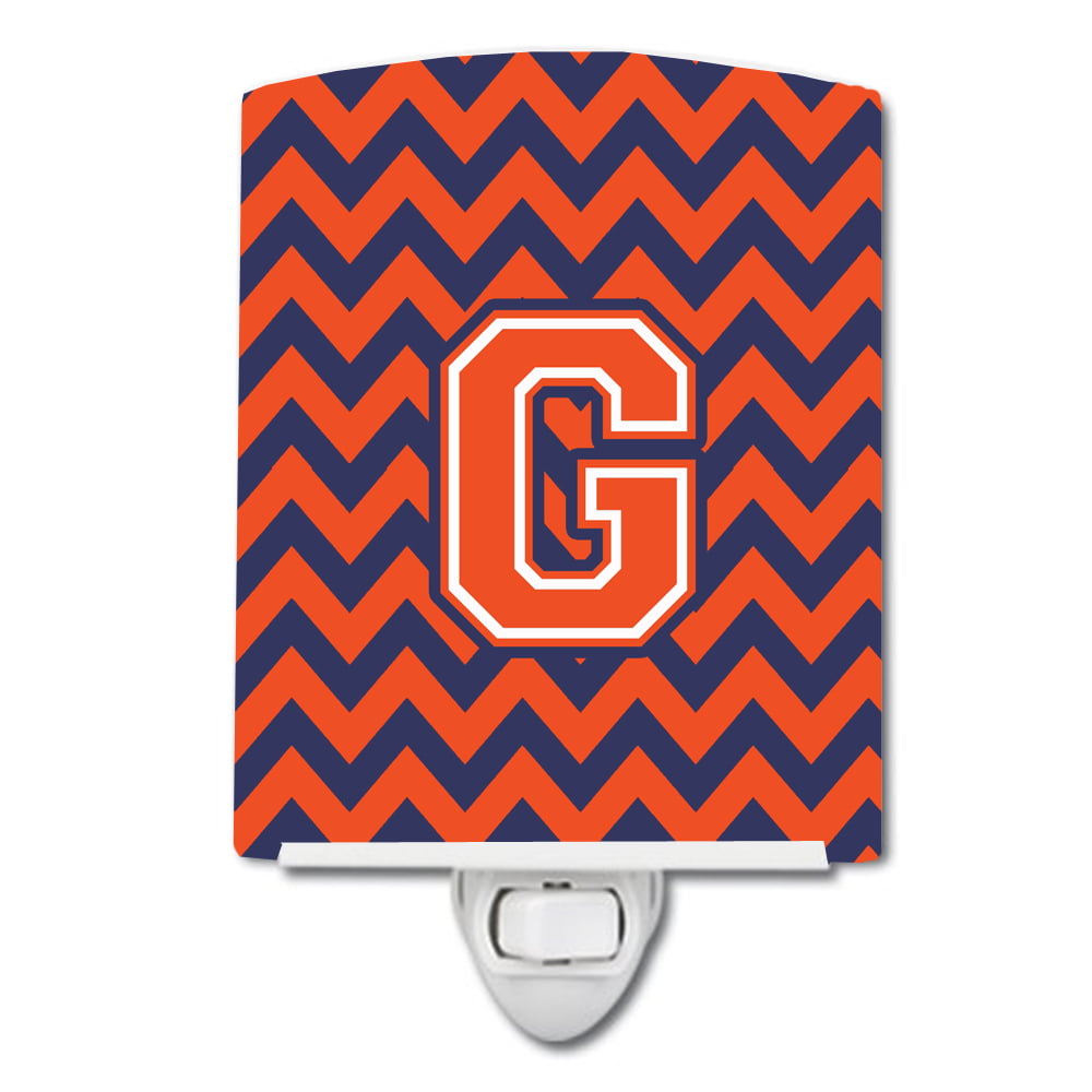 Letter G Chevron Orange & Blue Ceramic Night Light