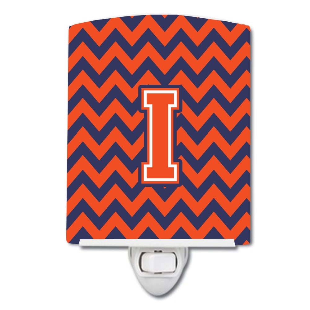 Letter I Chevron Orange & Blue Ceramic Night Light