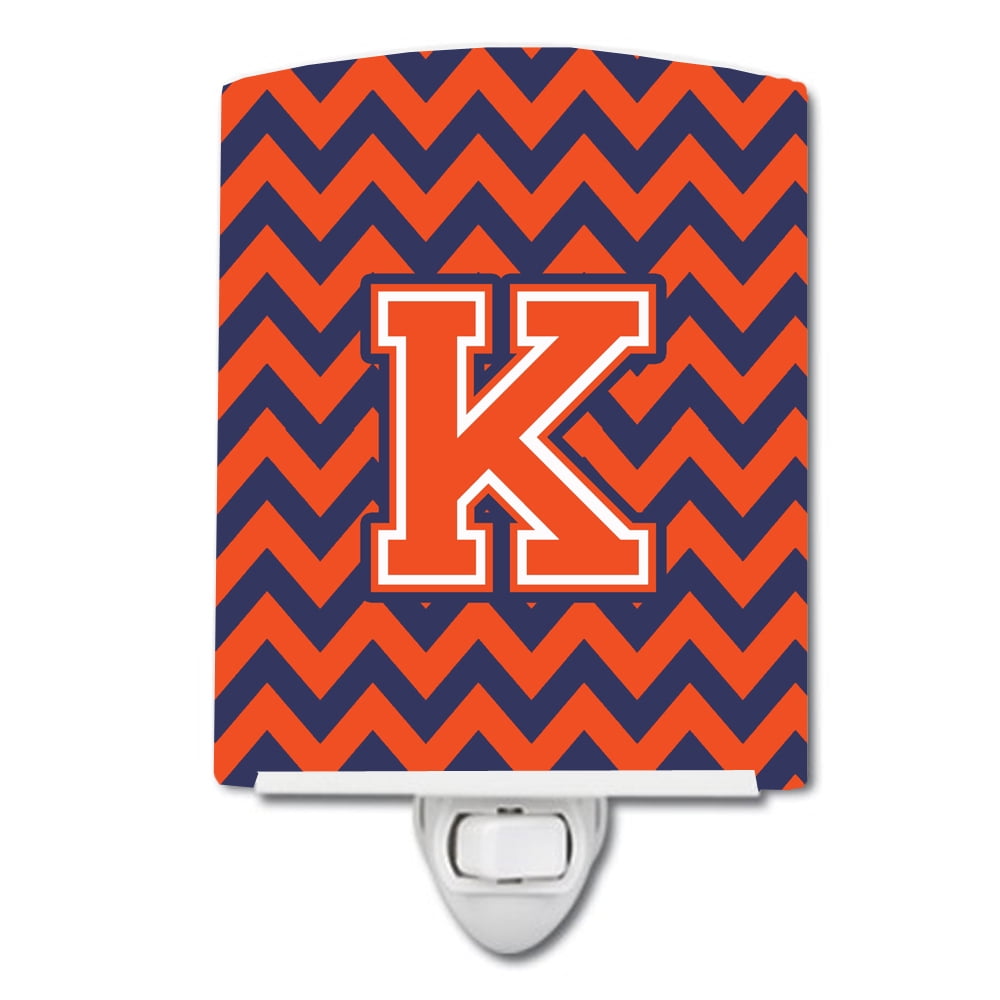 Letter K Chevron Orange & Blue Ceramic Night Light