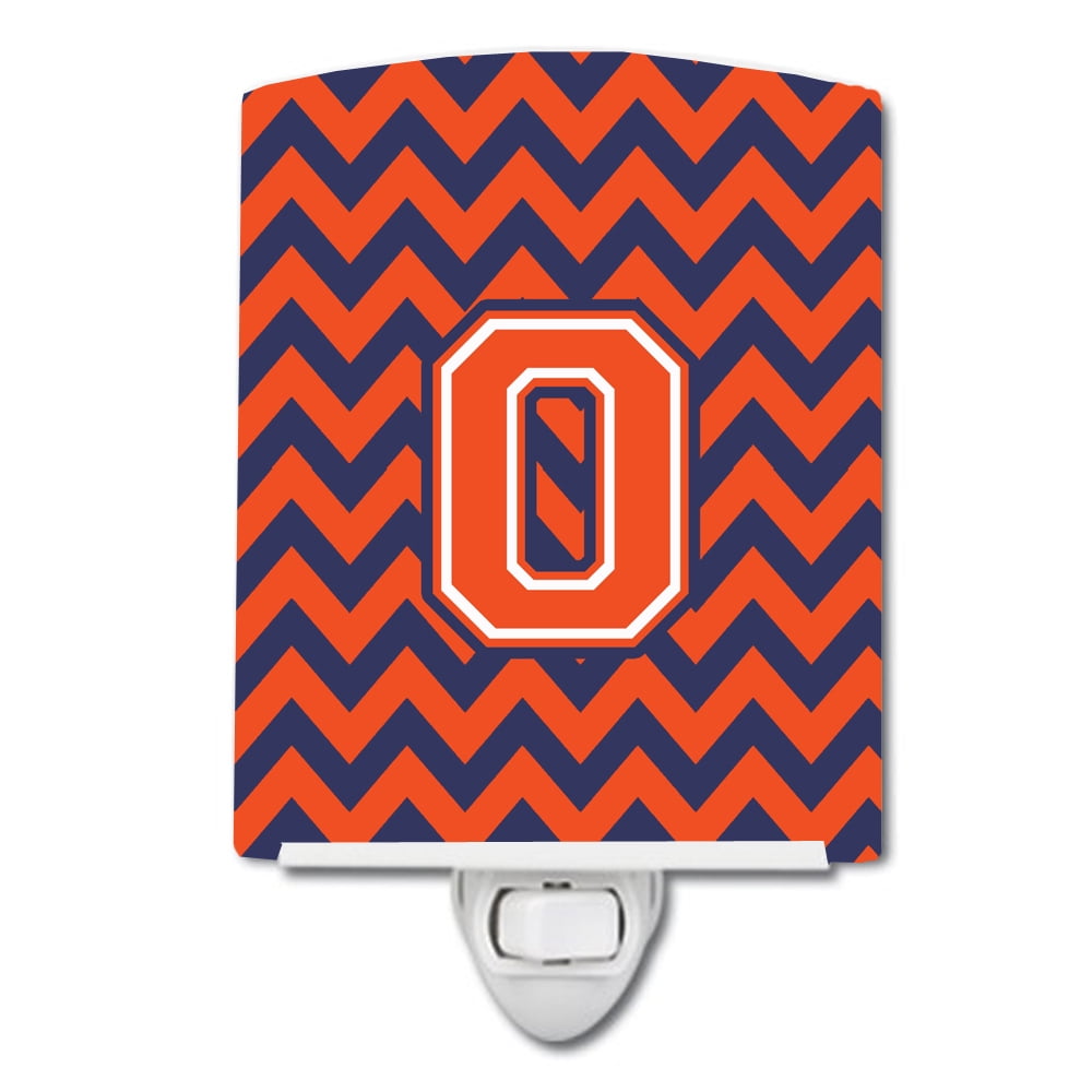 Letter O Chevron Orange & Blue Ceramic Night Light