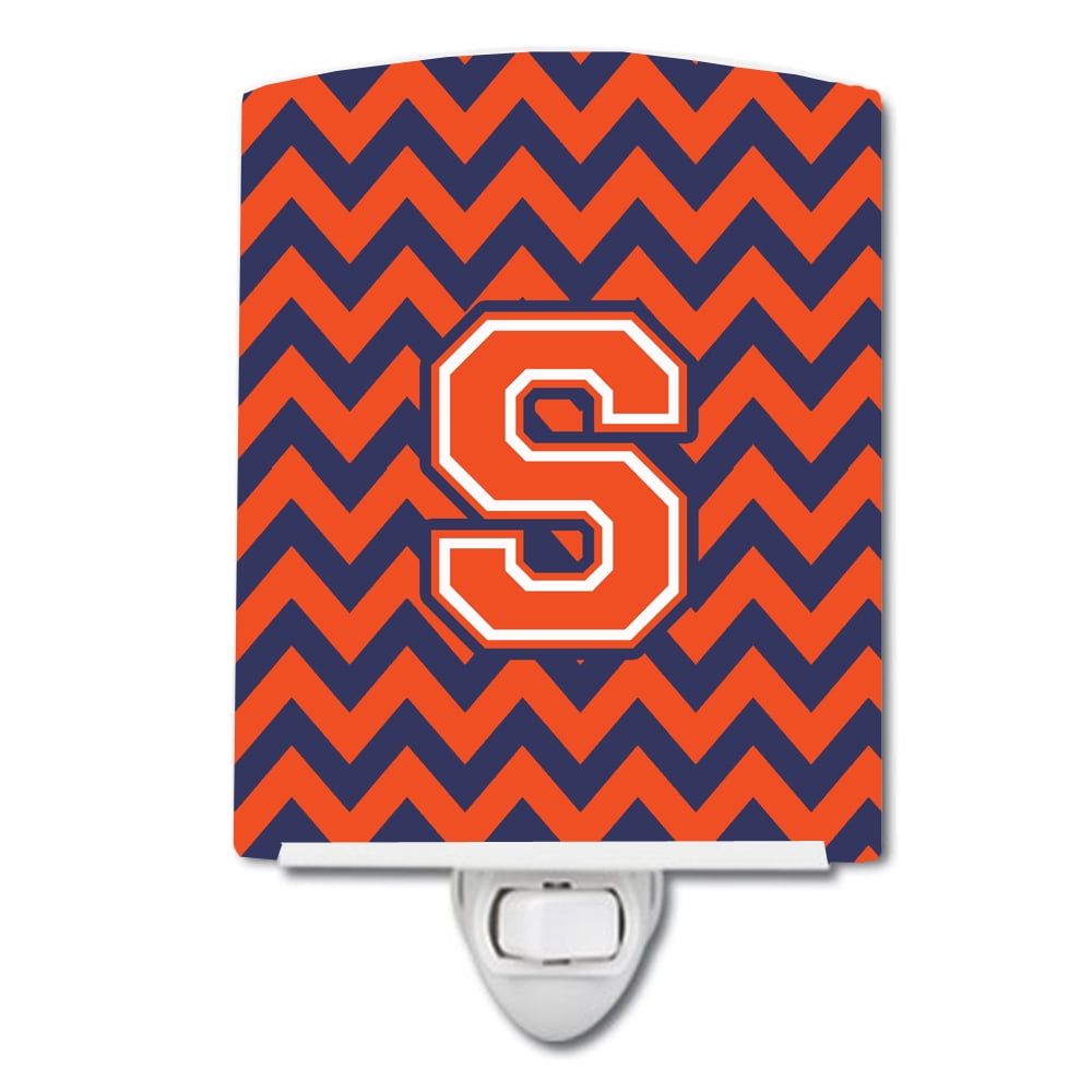 Letter S Chevron Orange & Blue Ceramic Night Light