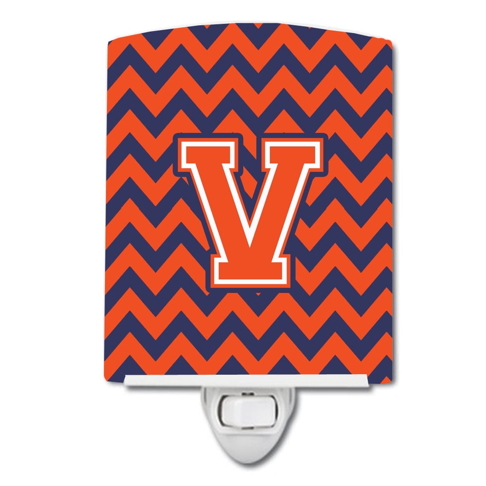 Letter V Chevron Orange & Blue Ceramic Night Light