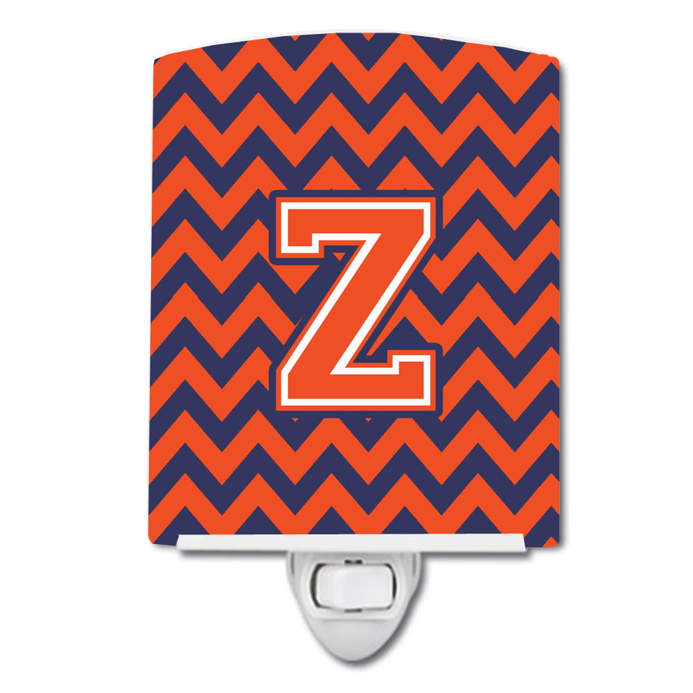 Letter Z Chevron Orange & Blue Ceramic Night Light