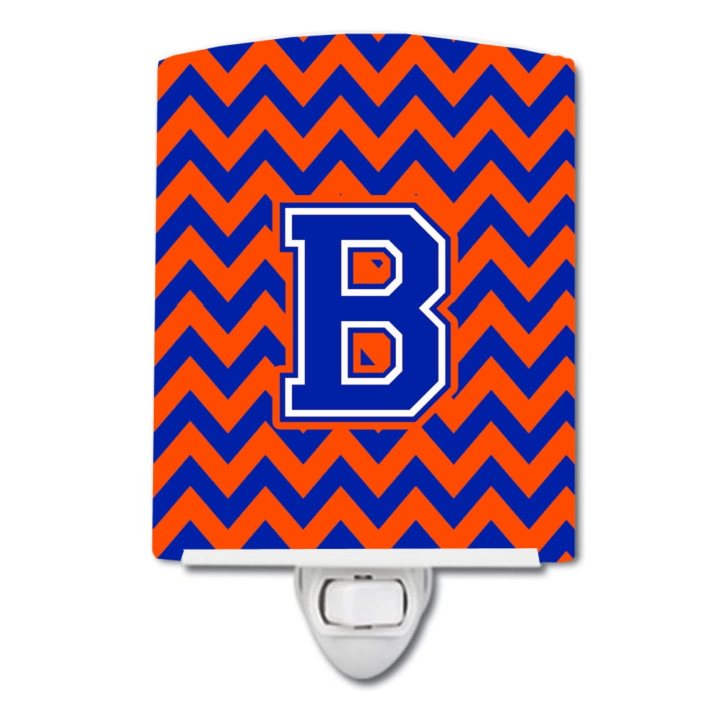 Letter B Chevron Orange & Blue Ceramic Night Light