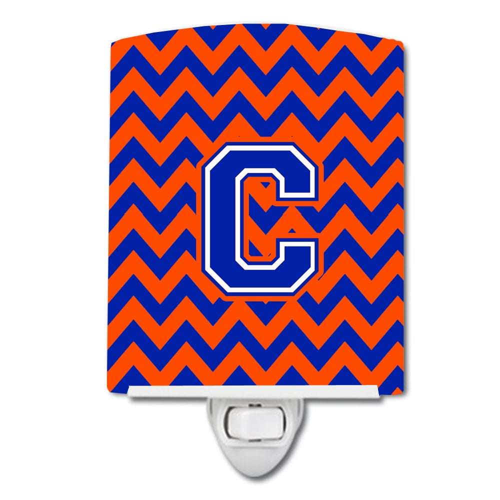 Letter C Chevron Orange & Blue Ceramic Night Light