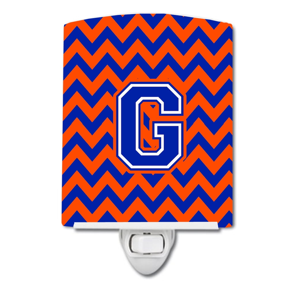 Letter G Chevron Orange & Blue Ceramic Night Light