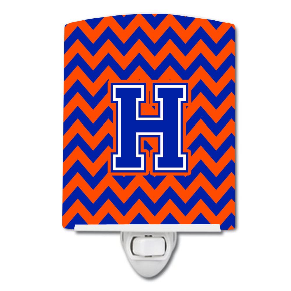 Letter H Chevron Orange & Blue Ceramic Night Light