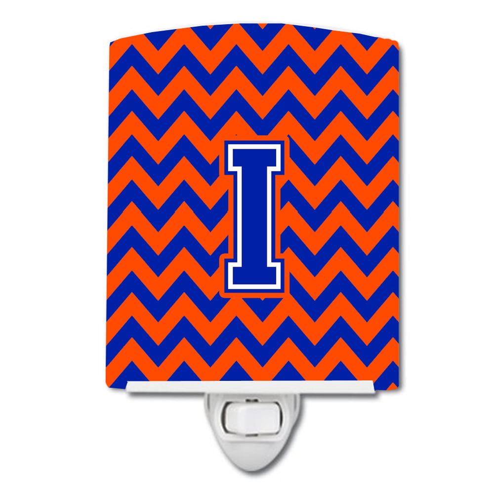 Letter I Chevron Orange & Blue Ceramic Night Light