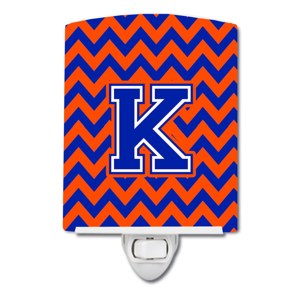 Letter K Chevron Orange & Blue Ceramic Night Light