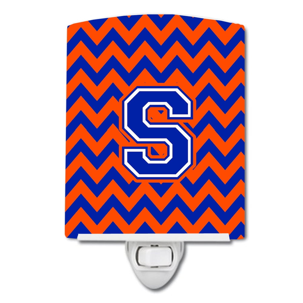 Letter S Chevron Orange & Blue Ceramic Night Light