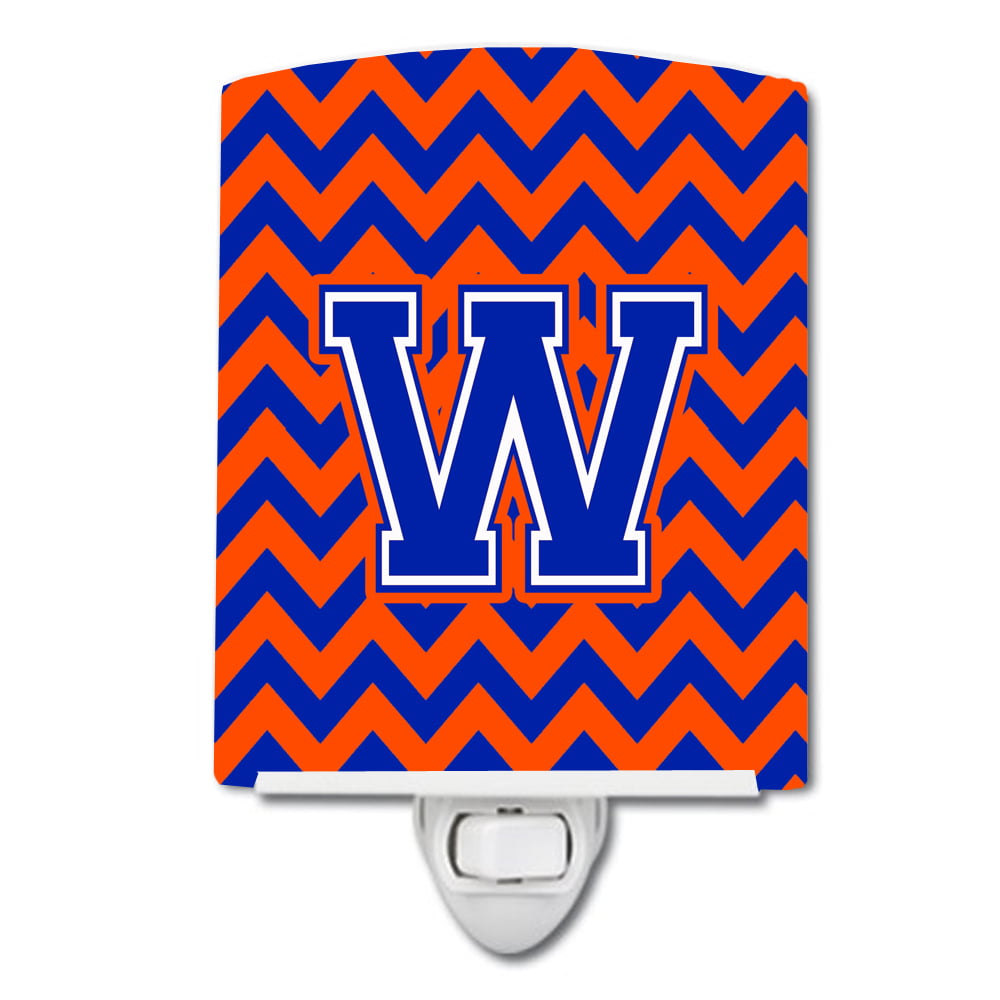 Letter W Chevron Orange & Blue Ceramic Night Light