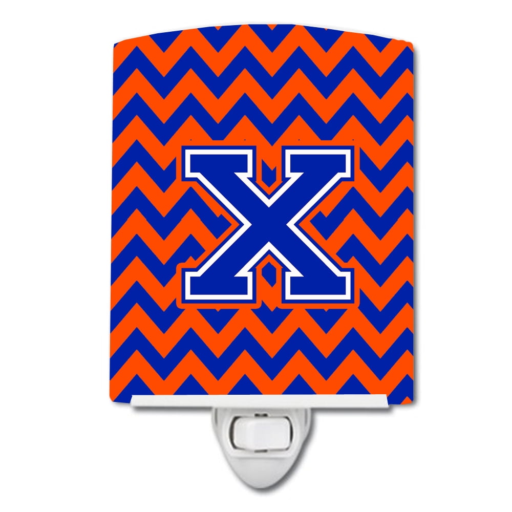 Letter X Chevron Orange & Blue Ceramic Night Light