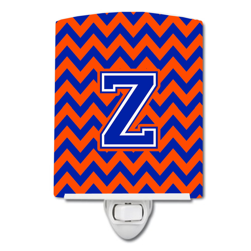 Letter Z Chevron Orange & Blue Ceramic Night Light