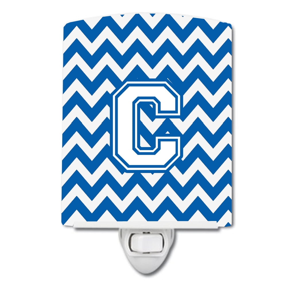 CJ1045-CCNL Letter C Chevron Blue & White Ceramic Night Light