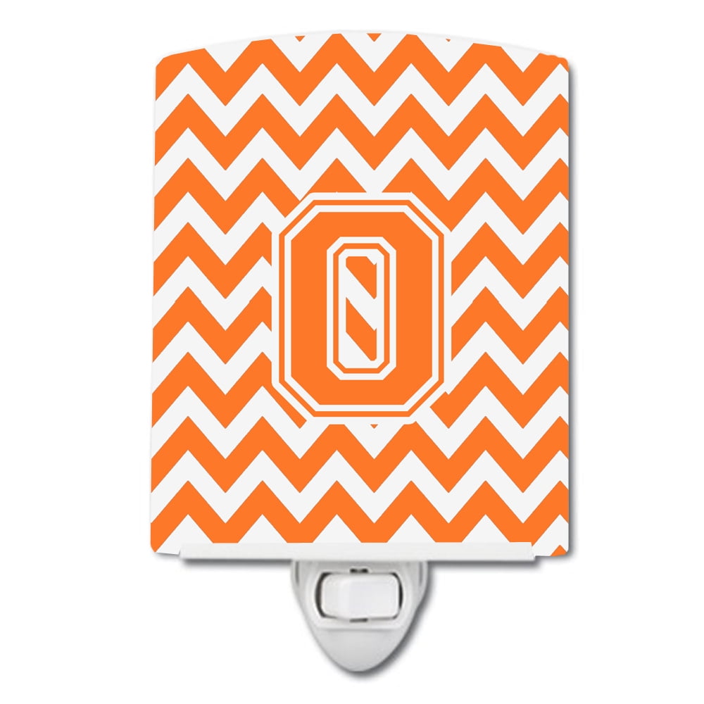 Letter O Chevron Orange & White Ceramic Night Light