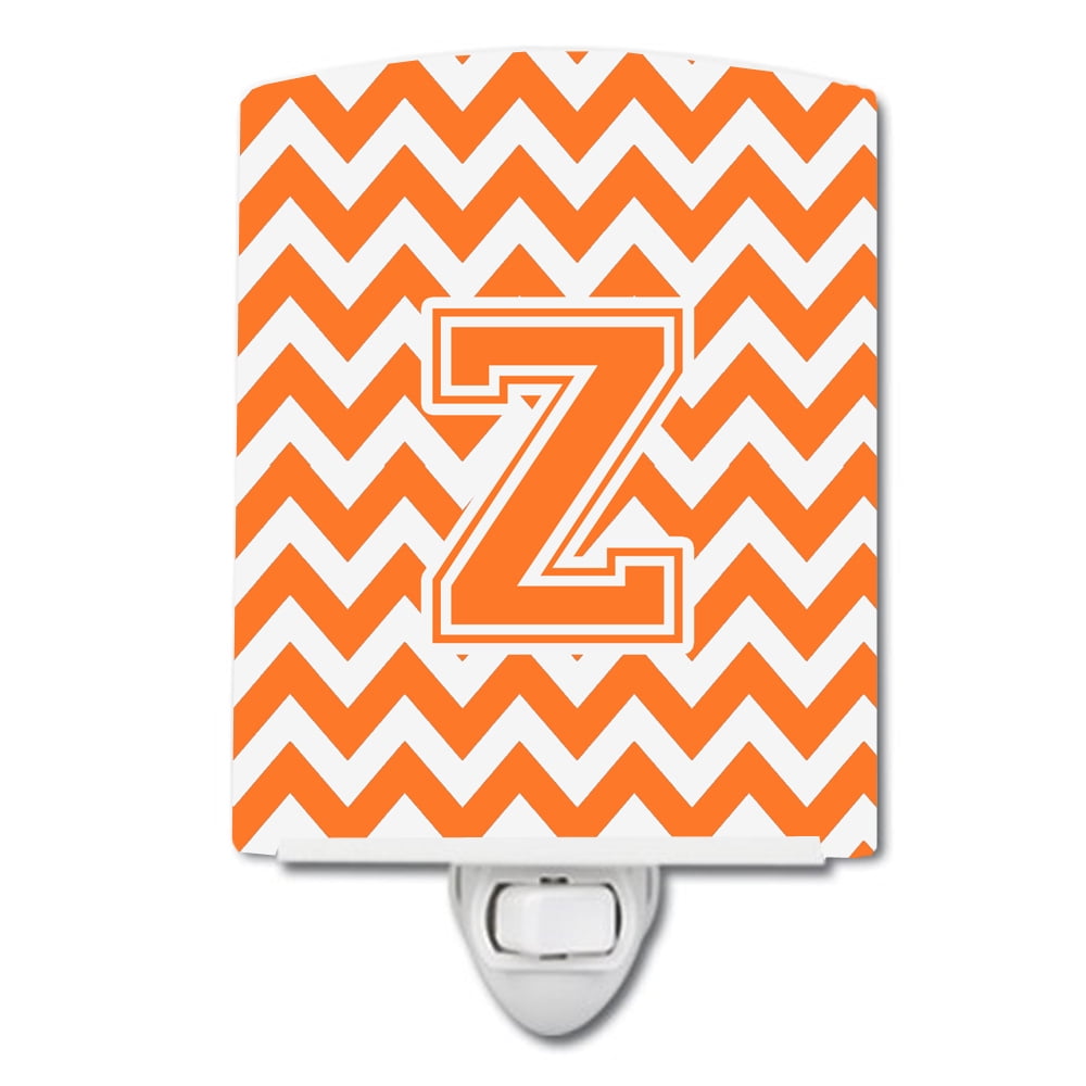 Letter Z Chevron Orange & White Ceramic Night Light