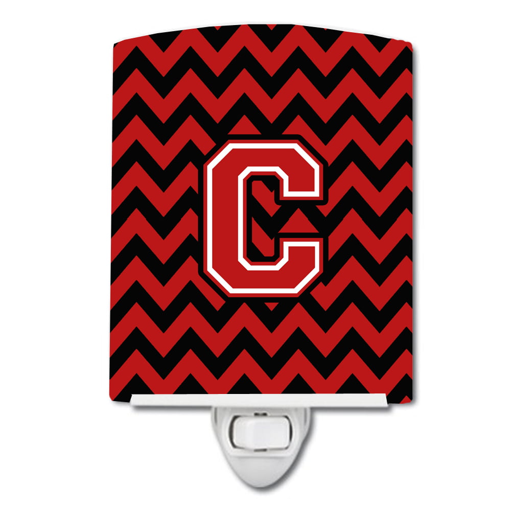 CJ1047-CCNL Letter C Chevron Black & Red Ceramic Night Light